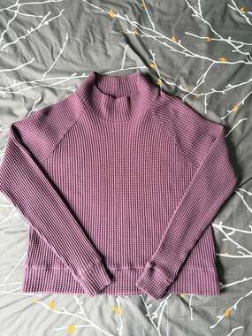 The North Face Women's Chabot Mock Neck Waffle Knit LS Sweater Midnight Mauve